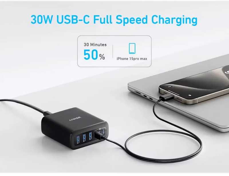Anker ANKER 6-in-1 Įkrovimo stotelė 112W 3x USB-A 3x USB-C juodas