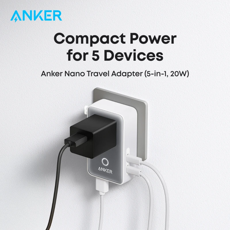 Anker Nano 5-in-1 įkrovimo stotelė elektros lizde