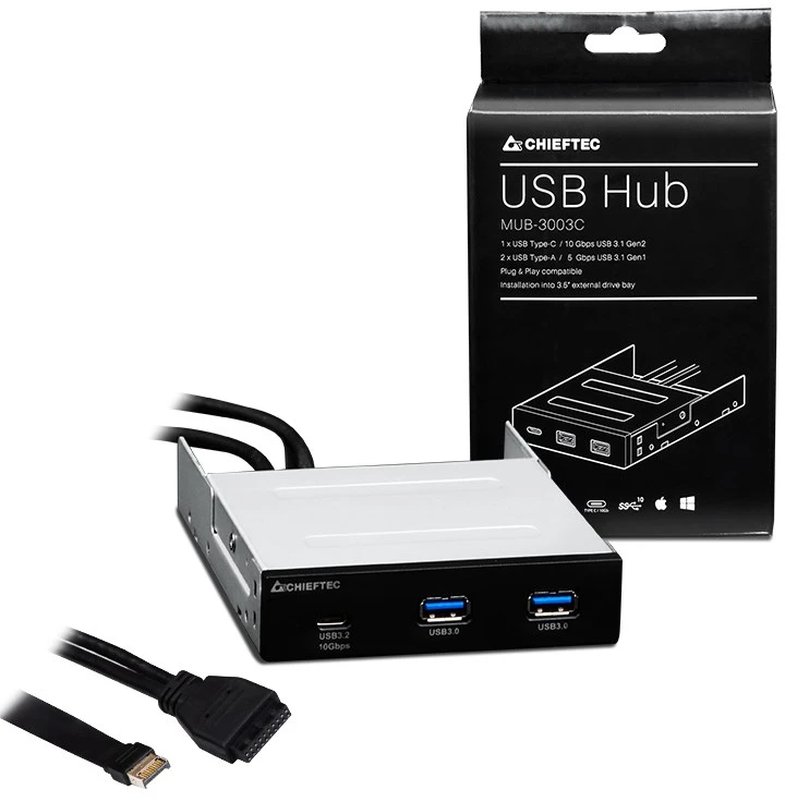 Chieftec priekinis skydelis 2x USB 3.0 + USB-C (MUB-3003C)
