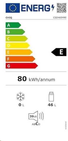 Šaldytuvas CHiQ CSD46D4RE mini baras, 46 litrai, 2 skyriai, nuo 0 °C iki +10 °C, 39 dB, raudona