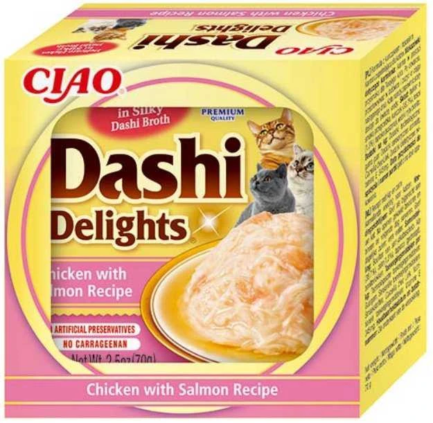Kačių Skanėstai - Inaba Dashi Delights Vištiena su Lašiša Sultinyje - 70g