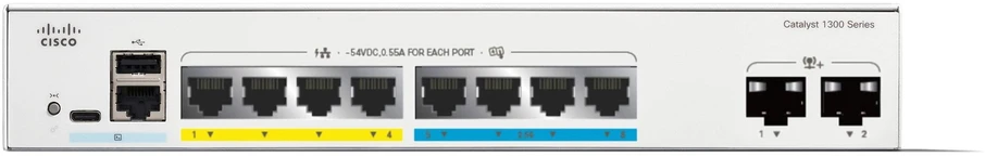 Šakotuvas Cisco CATALYST 1300 8-PORT 2.5GE - 16-PORT GE POE 4X10G SFP+