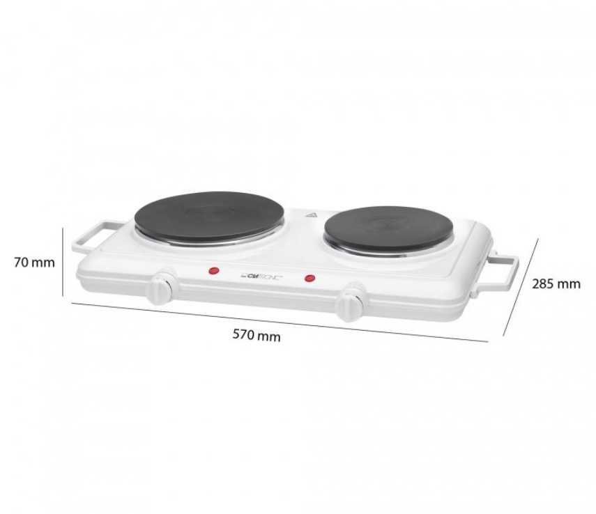 Viryklė Clatronic DKP 3583 (Elektrinė kaitlentė, 2 laukeliai, 2500W, baltos spalvos)
