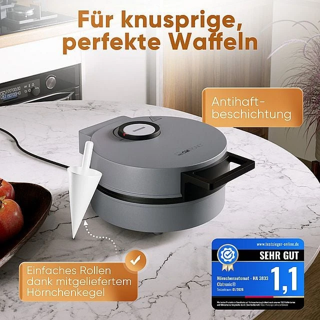 Vaflinė Clatronic HA 3833 1 waffle(s) 1200 W Juodas, Sidabrinis