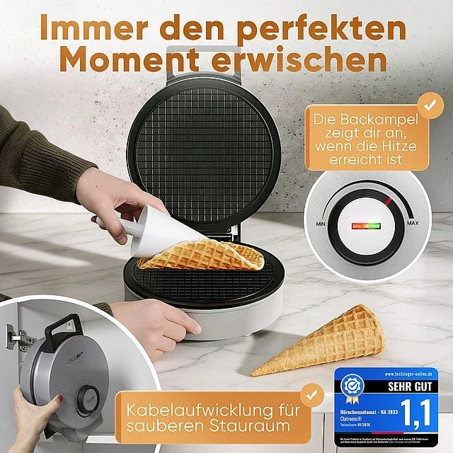 Vaflinė Clatronic HA 3833 1 waffle(s) 1200 W Juodas, Sidabrinis