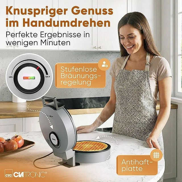 Vaflinė Clatronic HA 3833 1 waffle(s) 1200 W Juodas, Sidabrinis