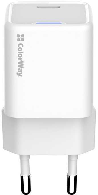 ColorWay 1x USB-C/ mains charger/ GaN/ PD/ PPS/ 35W/ Baltas