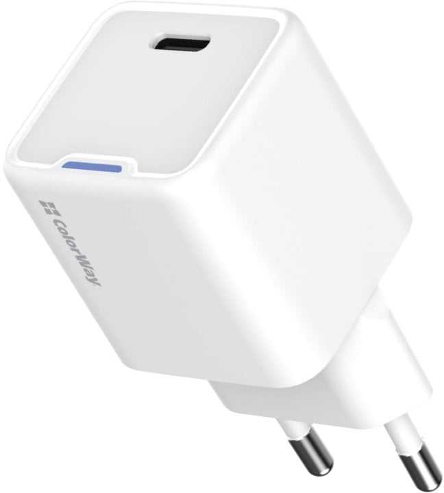 ColorWay 1x USB-C/ mains charger/ GaN/ PD/ PPS/ 35W/ Baltas