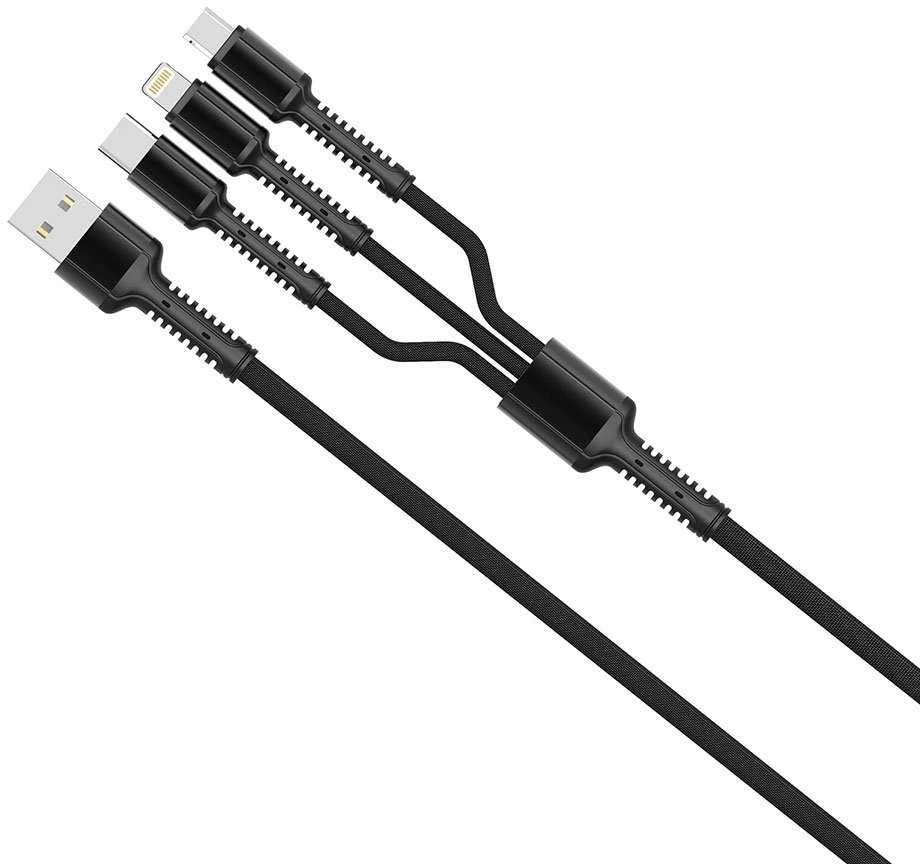 „ColorWay“ 3in1 USB įkroviklis – „Lightning“, „microUSB“ ir USB-C, 4.0A, 1,2 m