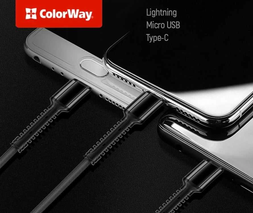 „ColorWay“ 3in1 USB įkroviklis – „Lightning“, „microUSB“ ir USB-C, 4.0A, 1,2 m