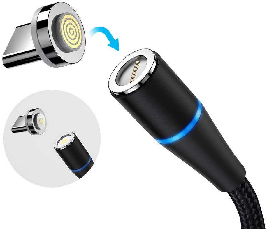 „ColorWay“ laidas 3in1 USB – „Lightning“, „microUSB“ ir USB-C, 1 m, QC, magnetinis