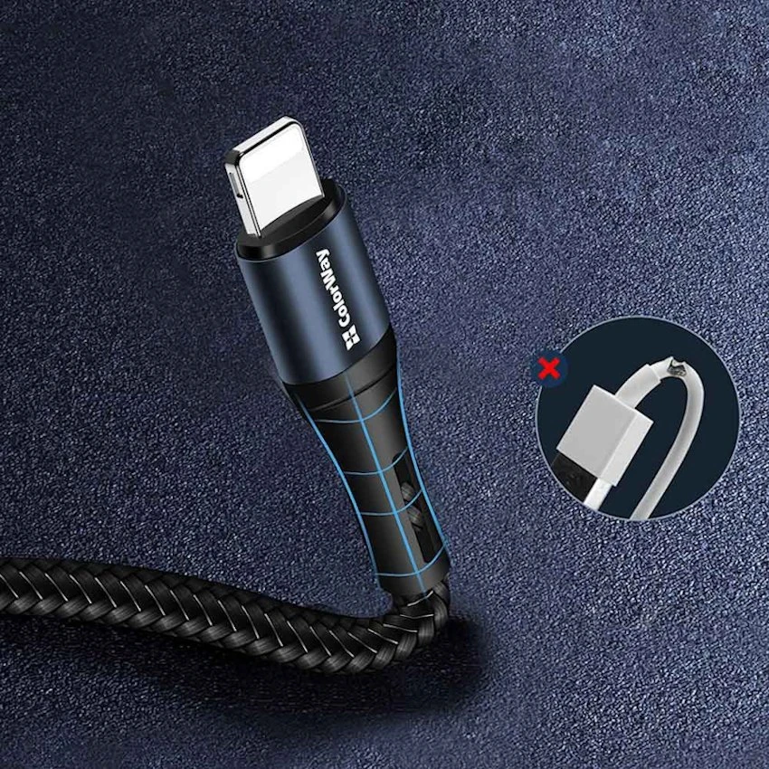 ColorWay USB/Apple Lightning Cable/2.4A/Nylon/1 m/Juodas