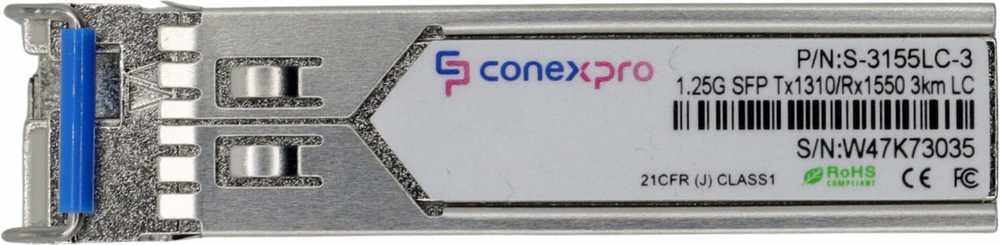 Šakotuvas Conexpro 1.25G SFP optical module, WDM/BiDi, SM, Tx1310/Rx1550nm, 3km, 1x LC, DDM
