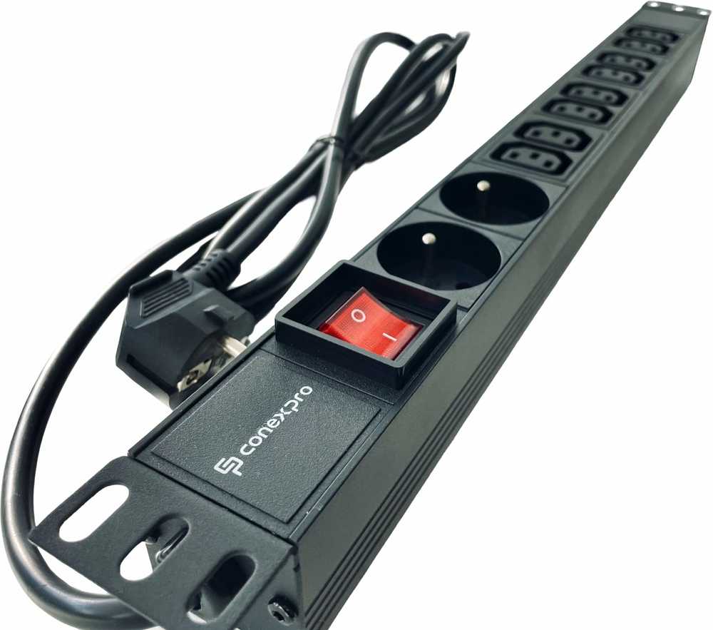 Šakotuvas Conexpro 19" distribution panel 8x 230V FR, 16A, 1.4m, juodas