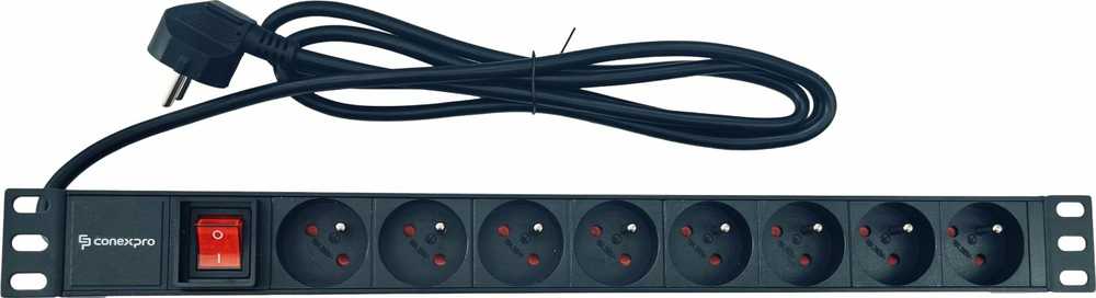 Šakotuvas Conexpro 19" distribution panel 8x 230V FR, 16A, 1.4m, juodas
