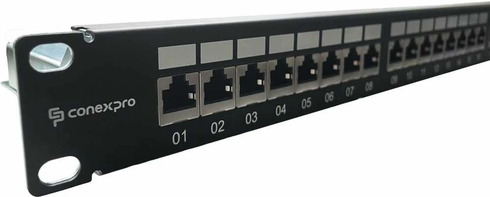 Conexpro 19" patch panel STP, CAT6A, 24 jungtys, 1U