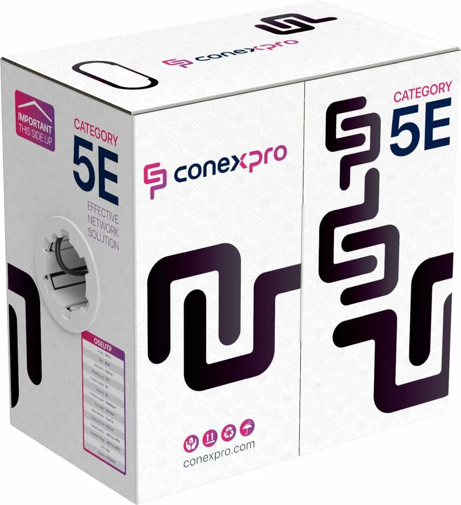 Conexpro UTP outdoor cable, CAT5e, PE, 24 AWG, 305m, juodas