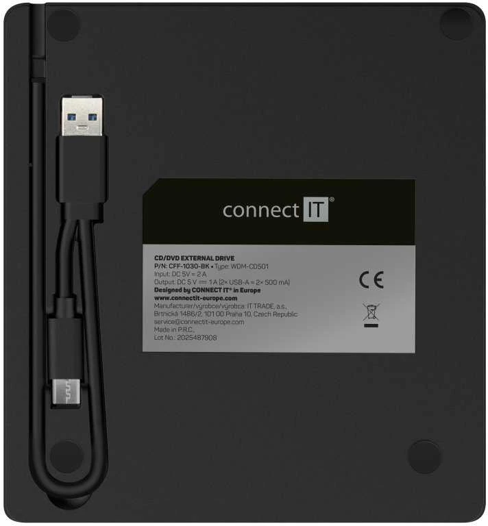 CONNECT IT 3in1 SlimDrive išorinis CD/DVD įrenginys USB-C/A