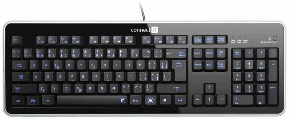 CONNECT IT klaviatūra CI-45, LED backlit, USB, CZ+SK