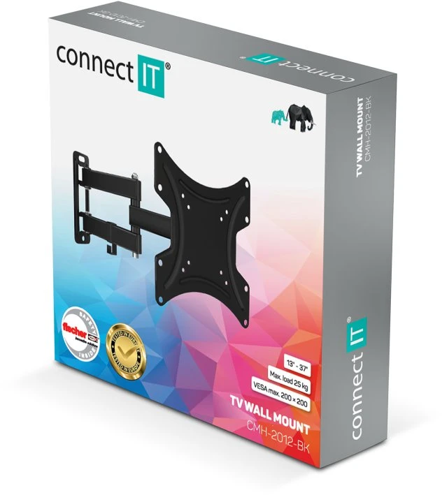 CONNECT IT sieninis laikiklis ekranams 13-37", 30 metų garantija, Juodas