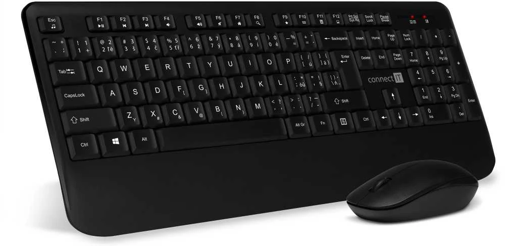 Klaviatūra Connect IT CKM-7800-CS Belaidė su pelė Juoda, maketas čekų, slovakų k.