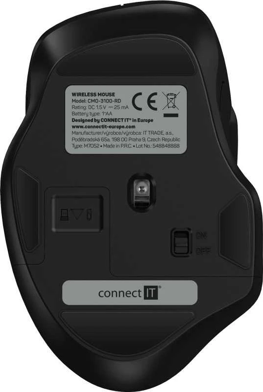 CONNECT IT dviguba belaidė „SmartSwitch“ pelė, USB-A + C, raudona