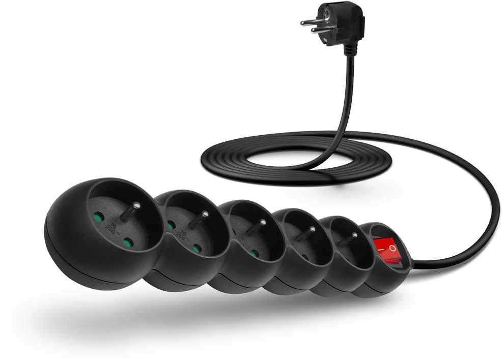 Connect It Prijunkite IT ilgintuvą 230 V, 5 lizdai, 3m, su jungikliu (juodas)