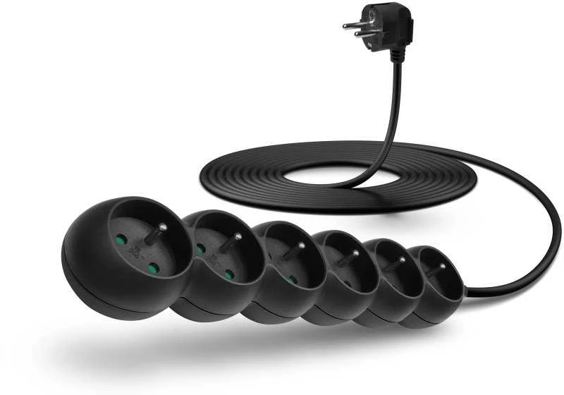CONNECT IT ilgintuvas 230 V 6 lizdai 5 m be jungiklio juodas