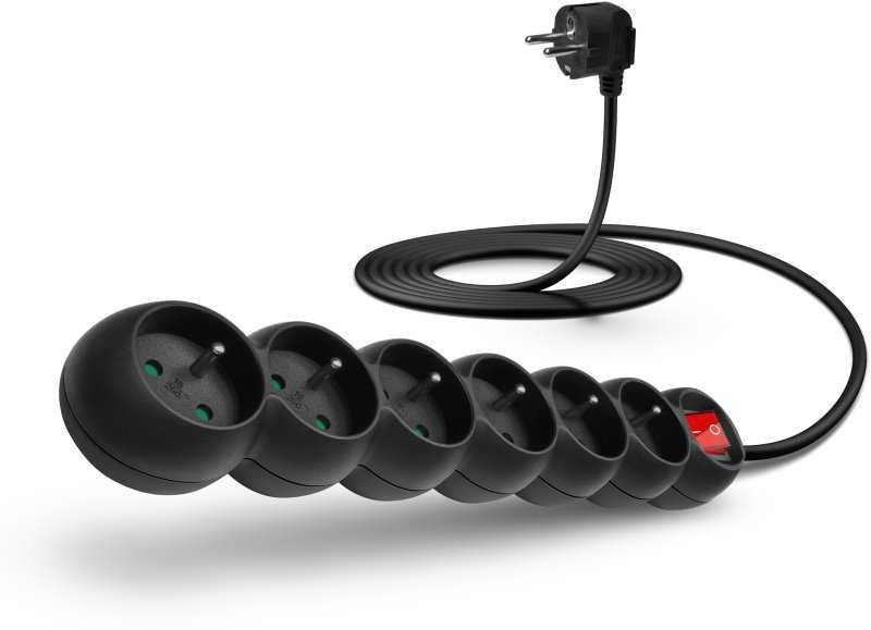 Connect It Prijunkite IT ilgintuvą 230 V, 6 lizdai, 3m, su jungikliu (juodas)