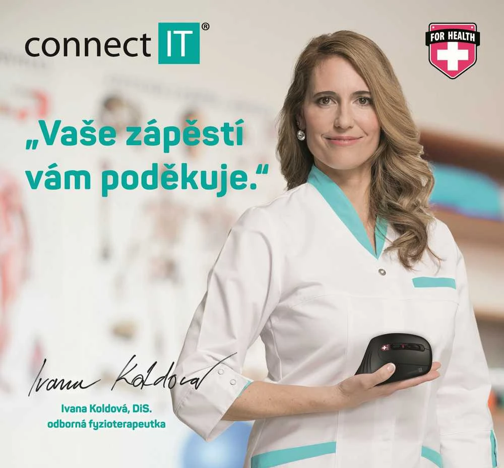 Pelė Connect IT CONNECT IT FOR HEALTH ergonomiczna pionowa belaidė pelė juoda