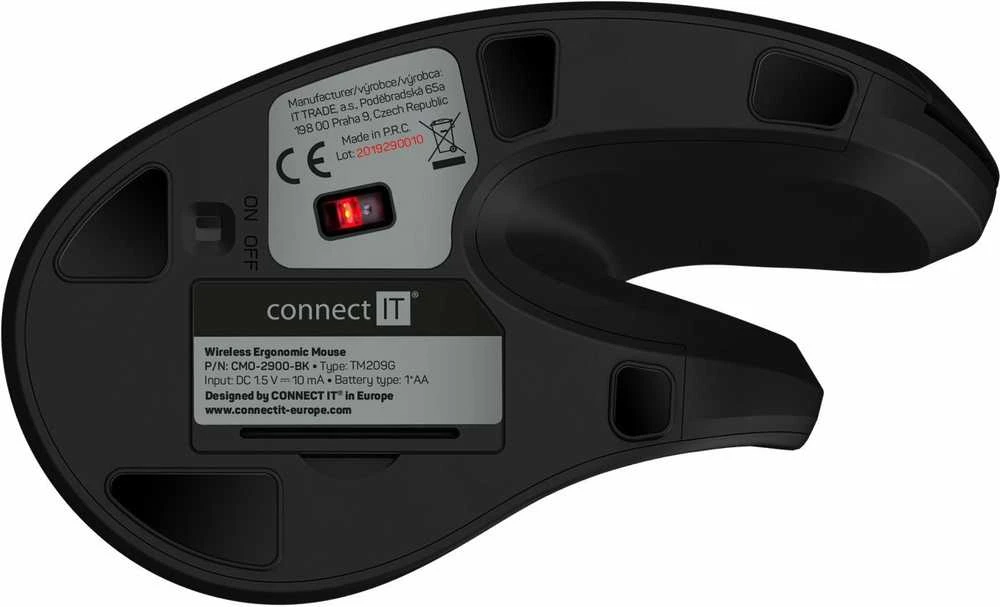 Pelė Connect IT CONNECT IT FOR HEALTH ergonomiczna pionowa belaidė pelė juoda