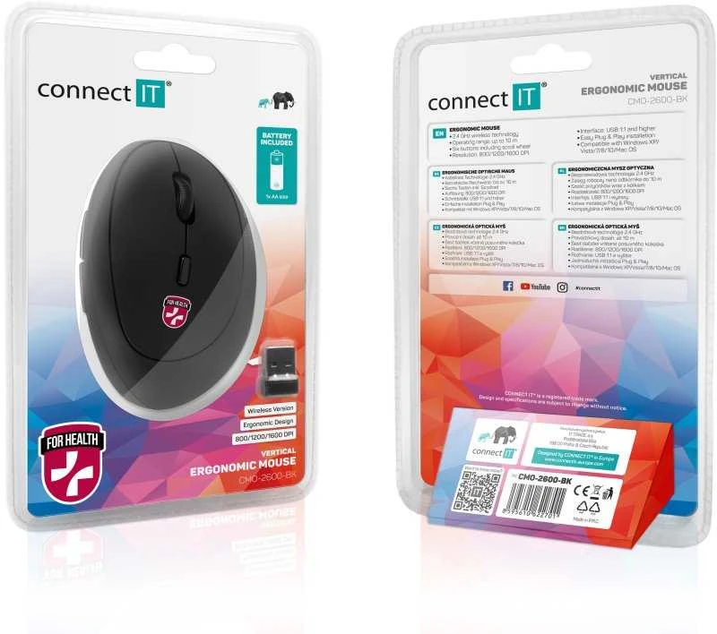 Pelė Connect IT FOR HEALTH Moterys (CMO-2600-BK)