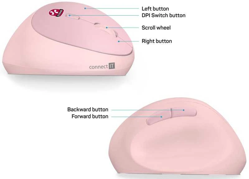 Pelė Connect IT CONNECT IT FOR HEALTH LADIES Rožinis Belaidė pelė pionowa ergonomiczna rožinė