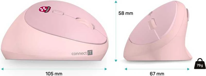 Pelė Connect IT CONNECT IT FOR HEALTH LADIES Rožinis Belaidė pelė pionowa ergonomiczna rožinė