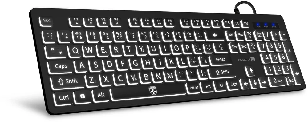 CONNECT IT FOR HEALTH LargeFont klaviatūra with large font, Juodas