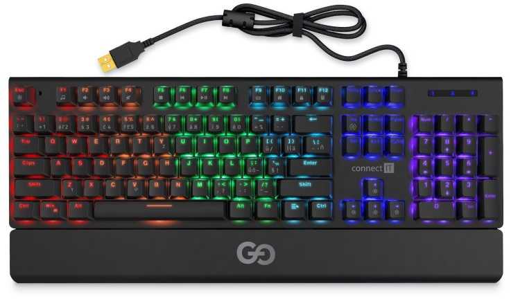 CONNECT IT GG klaviatūra, žaidimų klaviatūra, mechaninė, laidinė, CZ/SK, juoda