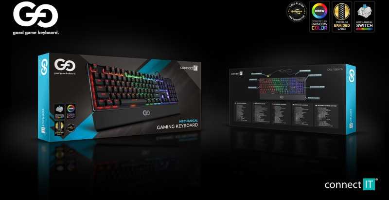 CONNECT IT GG klaviatūra, žaidimų klaviatūra, mechaninė, laidinė, CZ/SK, juoda
