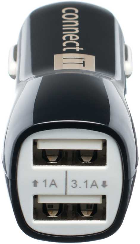 CONNECT IT USB PREMIUM universalus automobilinis įkroviklis (2x USB 3.1A ir 1A., automobilinis adapteris CL)