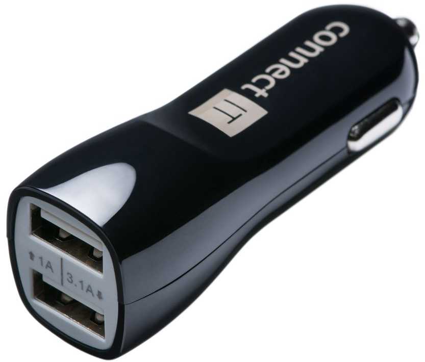 CONNECT IT USB PREMIUM universalus automobilinis įkroviklis (2x USB 3.1A ir 1A., automobilinis adapteris CL)