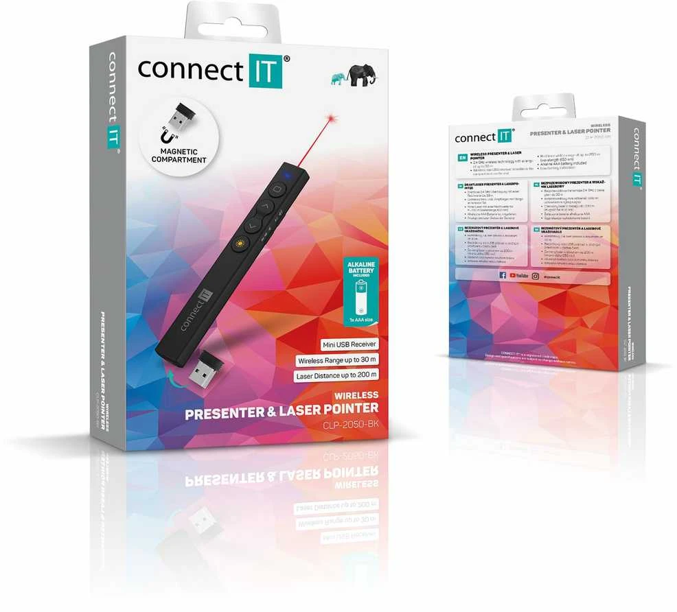 Connect It Prijunkite IT lazerinį žymeklį (AAA baterija), juodas