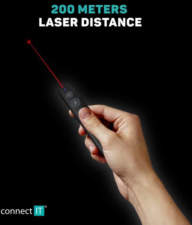 CONNECT IT LaserPoint lazerinis žymeklis įkraunamas Juodas