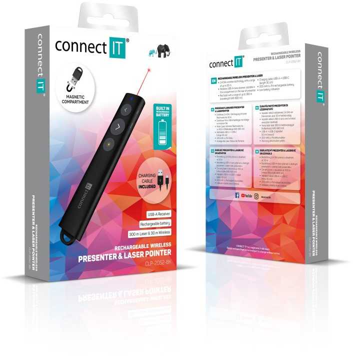CONNECT IT LaserPoint lazerinis žymeklis įkraunamas Juodas