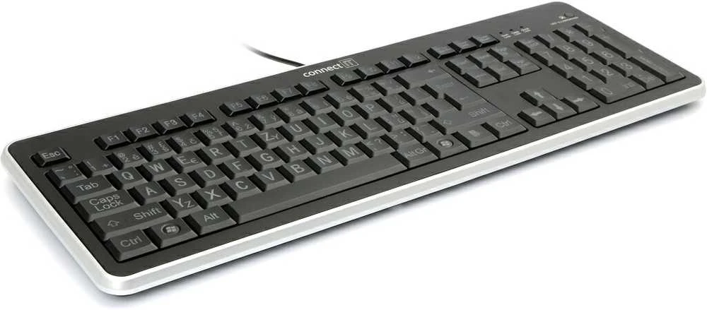 CONNECT IT CI-71 klaviatūra su LED apšvietimu ir DIDELIU šriftu, USB