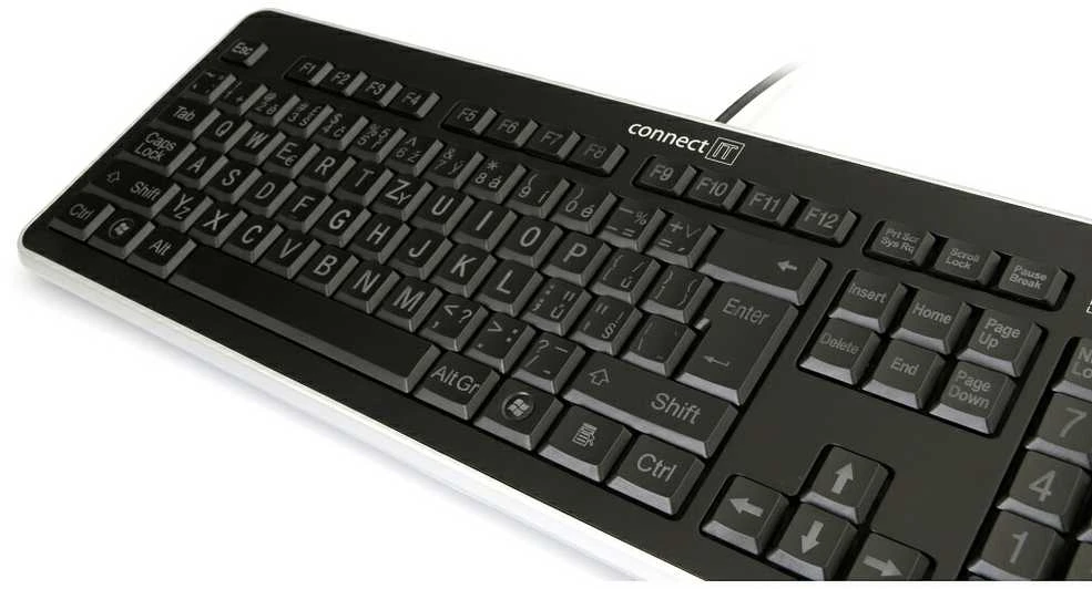CONNECT IT CI-71 klaviatūra su LED apšvietimu ir DIDELIU šriftu, USB