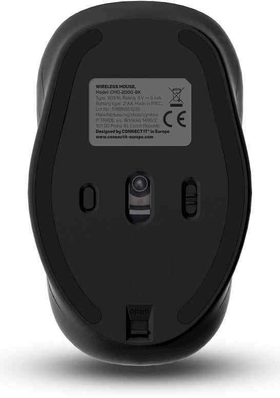 Pelė Connect IT CONNECT IT LONG LIFE bezdrátová tichá pelė, USB, (+ 2x AA baterie zdarma), juoda