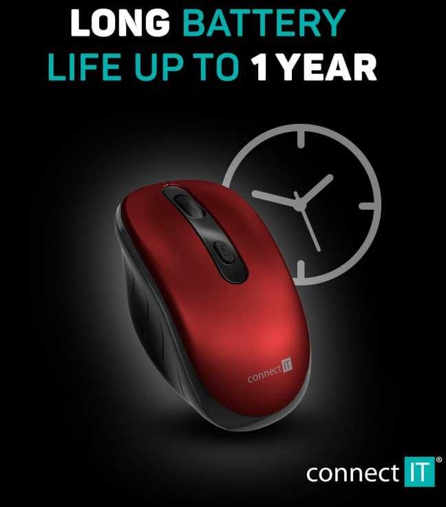 Pelė Connect IT CONNECT IT LONG LIFE bezdrátová tichá pelė, USB, (+ 2x AA baterie zdarma), juoda