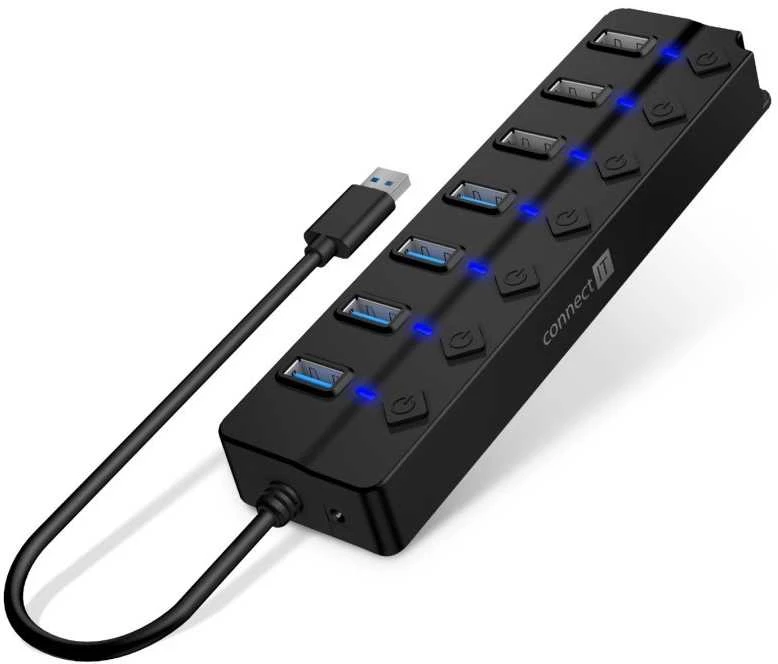 Connect IT Mighty Switch 2 USB šakotuvas su šviečiančiais mygtukais