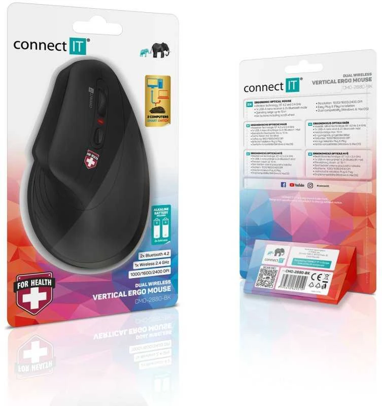 Pelė Connect IT Verti TriMode Juodas (CMO-2880-BK)