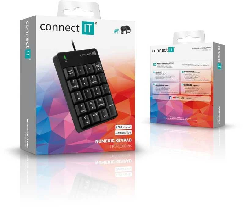 Klaviatūra Connect IT NumCALC CKB-0060-BK su laidu USB Juodas
