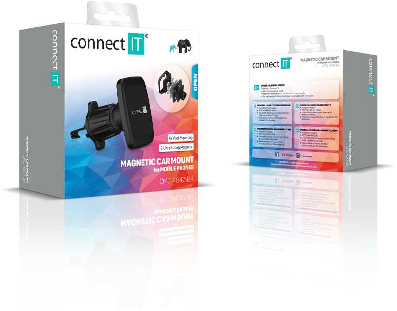 Connect It PRIJUNK Jį InCarz 6Strong360 Pro magnetinių automobilių grotelių laikiklis